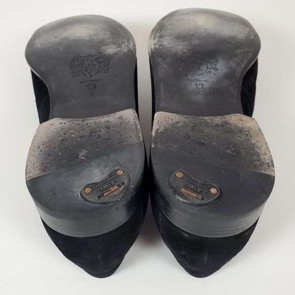 Bruno Magli Suede Leather Bit Loafers Black Made in Italy Size 13 M - VERY CLEAN - Picture 9 of 11